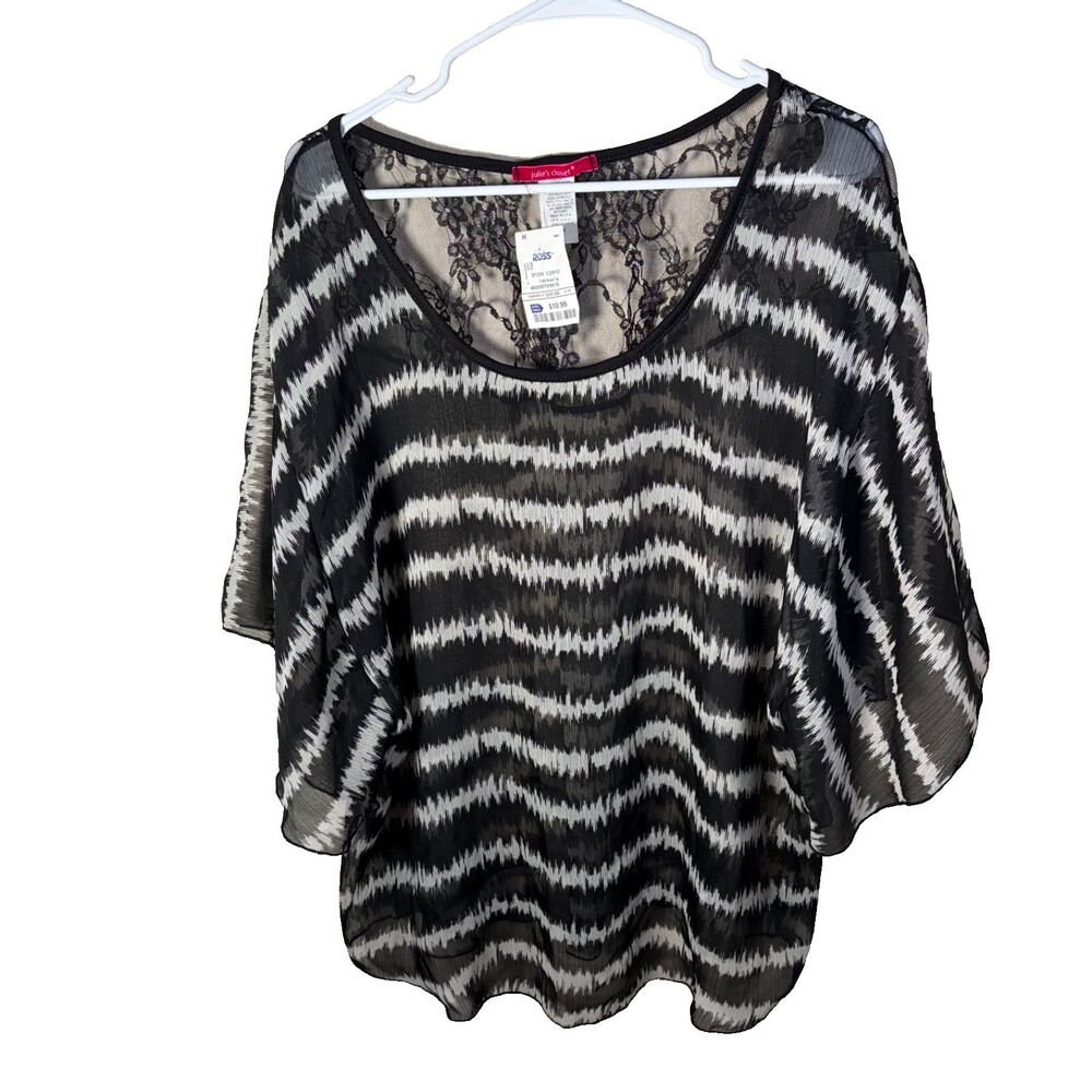 Julie's Closet Blouse Women's 2X Sheer Lace Slouchy Sleeve Casual Top